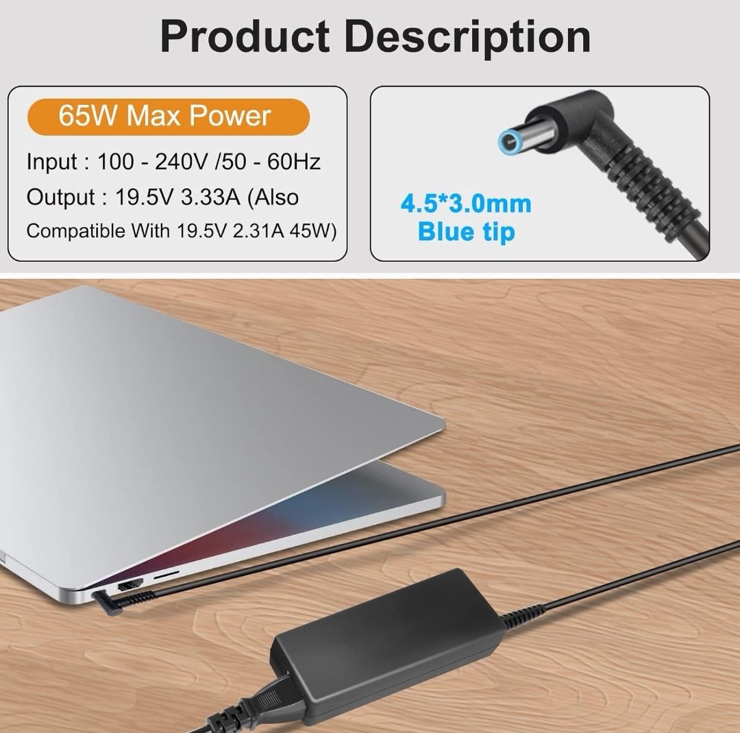 65W Zasilacz Ładowarka do HP Pavilion x360 11, Envy 13 15 17, ProBook
