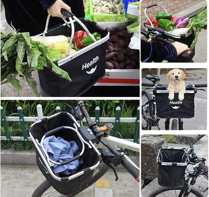 Koszyk rowerowy przedni, składany, może służyć jako koszyk na zakupy