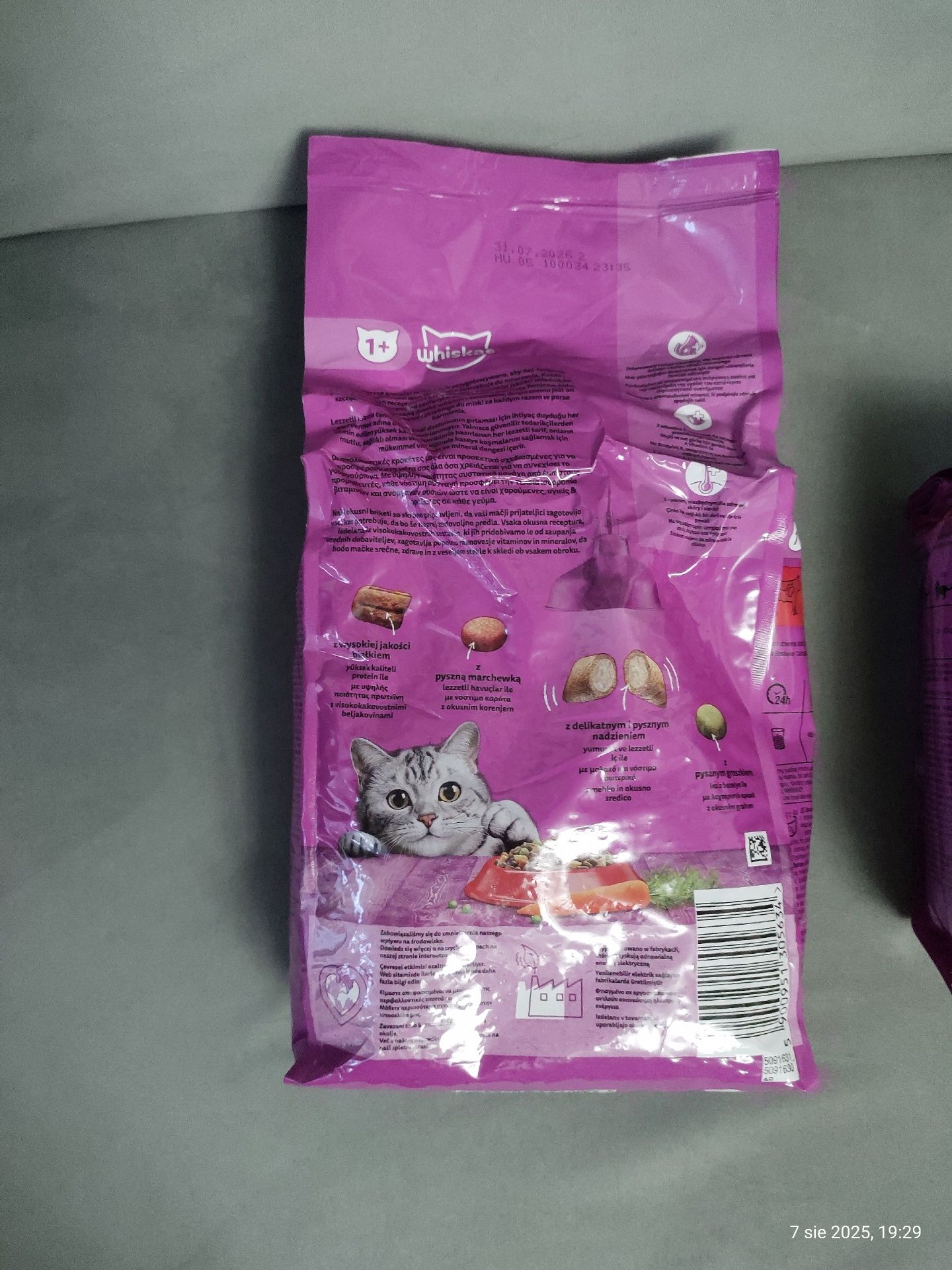 Karma sucha dla kota , wołowina, Whiskas 3,4Kg
