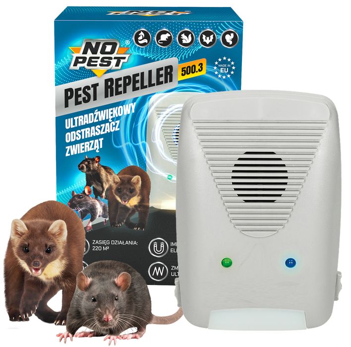 Ultradźwiękowy i elektromagnetyczny odstraszacz kun 3w1 No Pest® 500.3