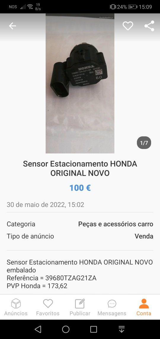 Sensor Estacionamento HONDA ORIGINAL NOVO