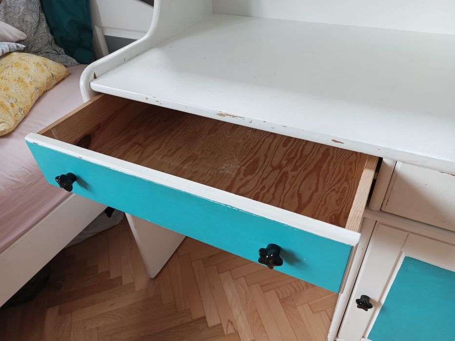 Biurko z nadstawką drewniane