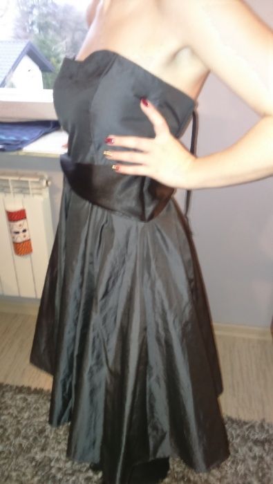 Sukienka tafta czarna-tiul Orsay S suknia wizytowa studniówka wesele