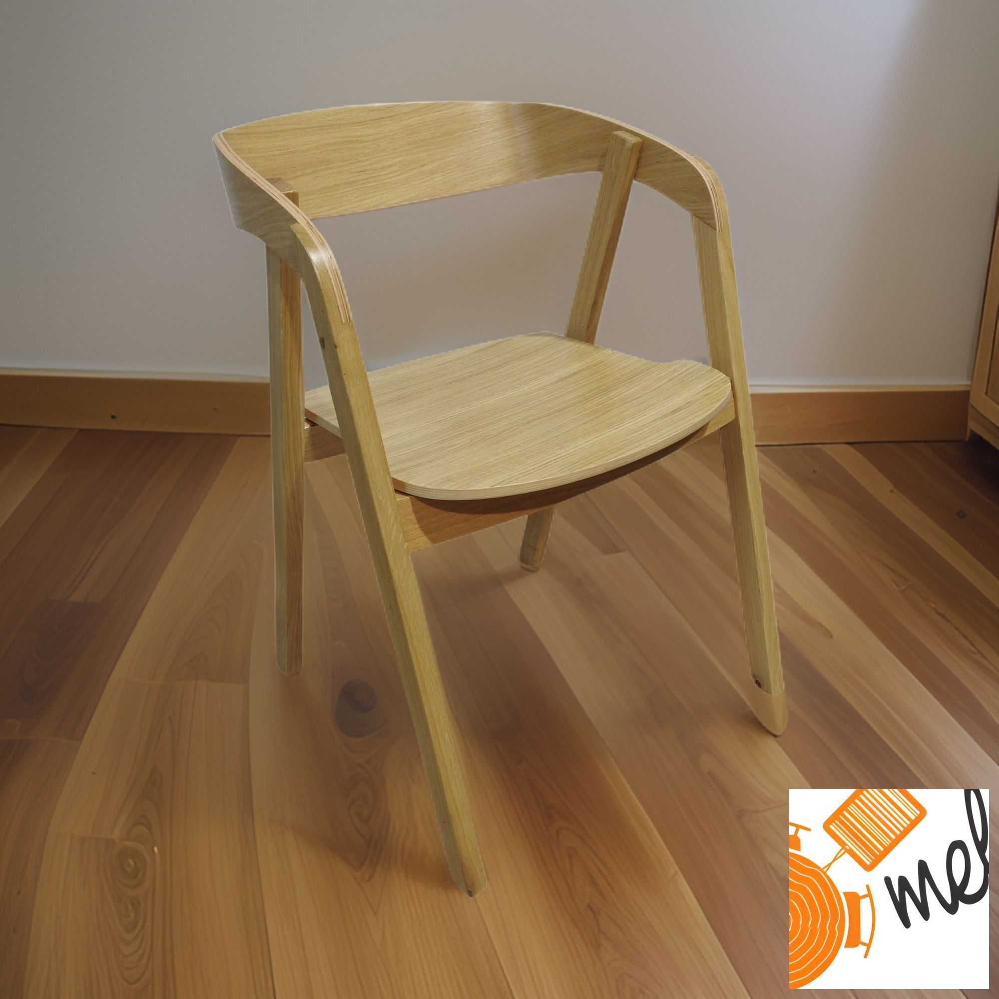 Designerskie Dębowe Krzesło K189 Tutti Drewniane Siedzisko