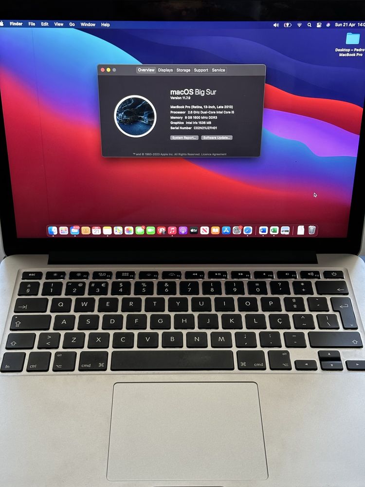 Macbook Pro Late 2013 13’ 8gb 512gb