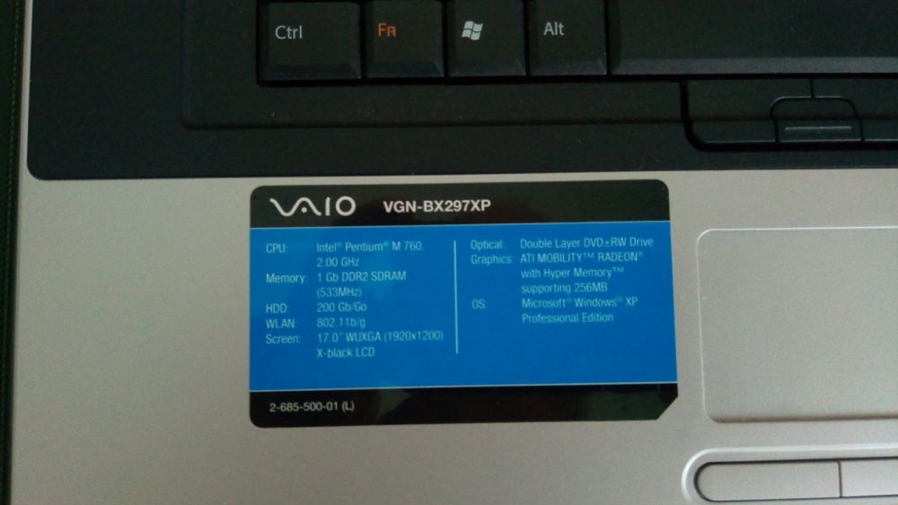 Computador portátil Sony Vaio VGN-BX297XP