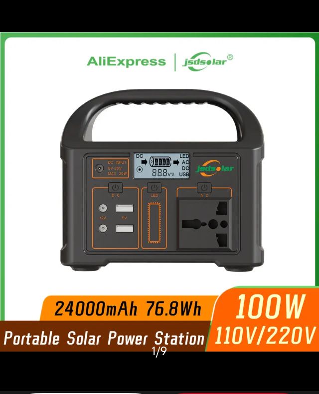 JSDSOLAR 100W LiFePo4 Портатив  зарядная станция Powerbank для роутера