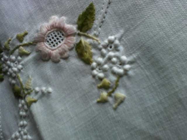 Pano linho bordado mão