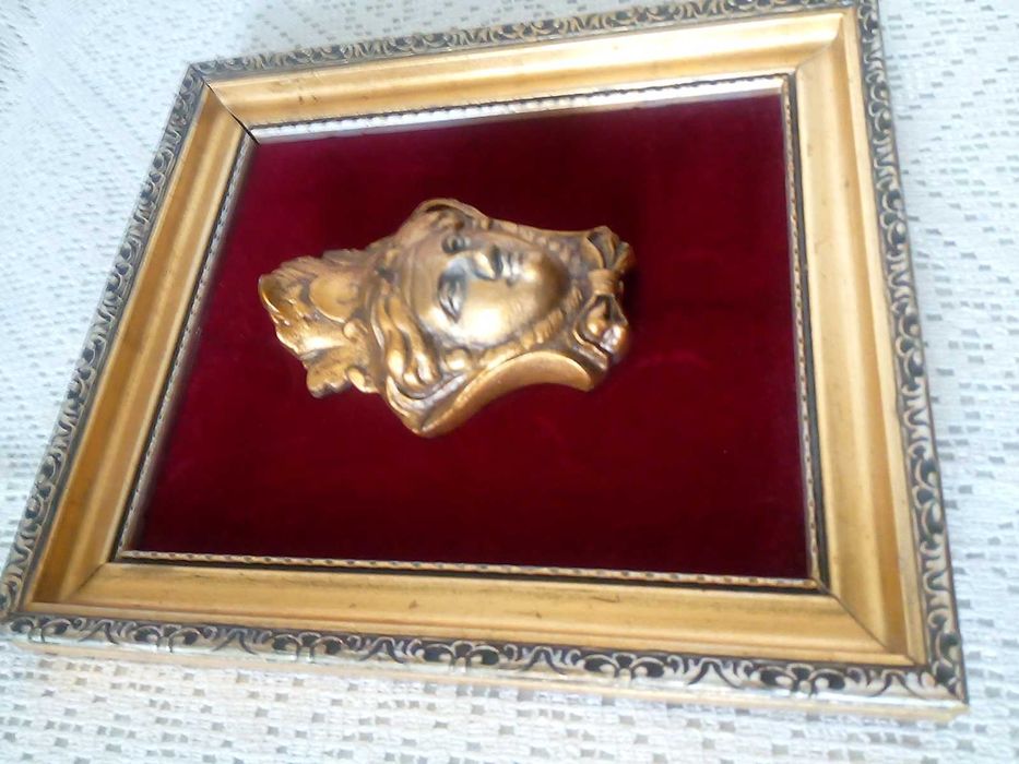 Obraz głowa Styl Versace w złoconej, drewnianej ramie 22x25 cm.