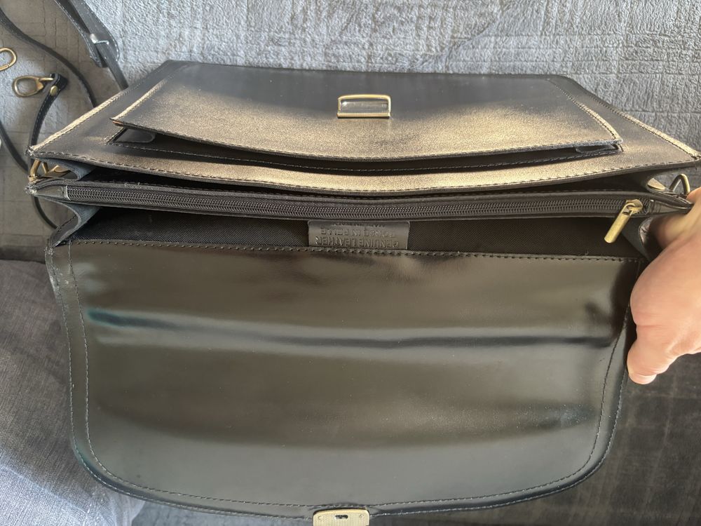 Skórzana Aktówka na laptopa dokumenty elegancka skóra naturalna licowa
