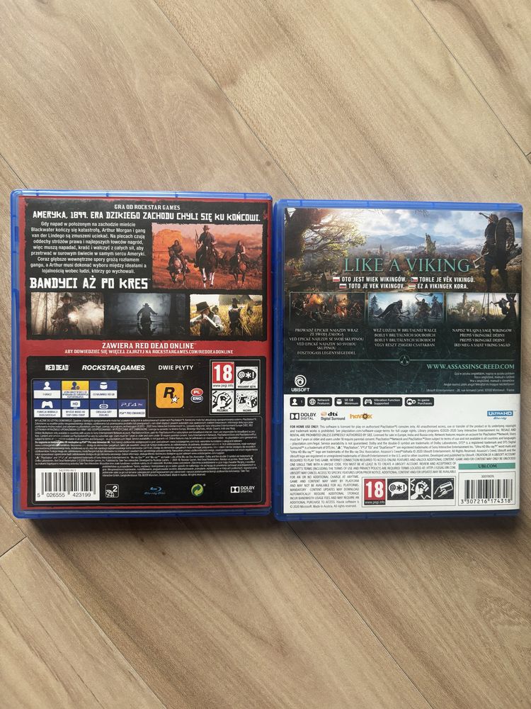 Gry assassins creed valhalla i red dead redemption 2 ps4/ps5