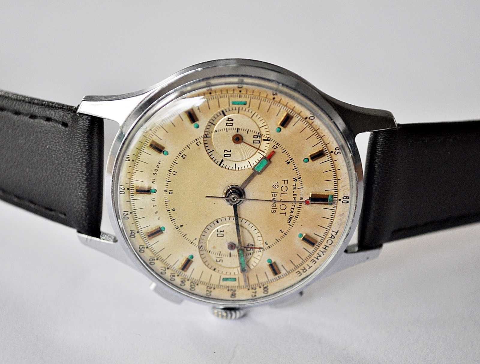 Rzadki Poljot chronograf 3017 19 kamieni