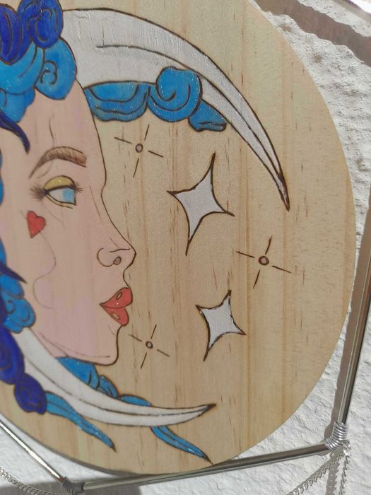 Caça Sonhos Feitos em Pirografia e Pintura, Á Mão