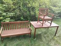 OKAZJA!! Zestaw drewnianych mebli ogrodowych  stół, 2 krzesła, ławka