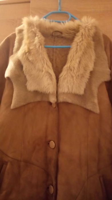 Дубленка натуральная женская длинная коричневая