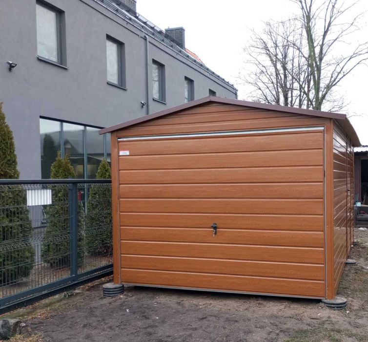 Garaż blaszany blaszak dach dwuspad 4x5 drewnopodobny PRODUCENT (172)