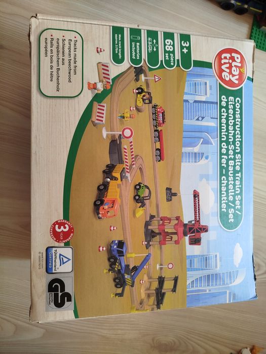 Jak nowy KOLEJKA NA BATERIE  Plac budowy duży zestaw Tory 59 elementów