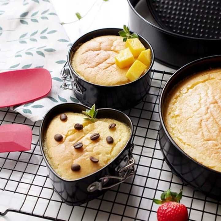 3 xTORTOWNICA OKRĄGŁA KWADRATOWA SERCE Blacha Forma do pieczenia 3szt
