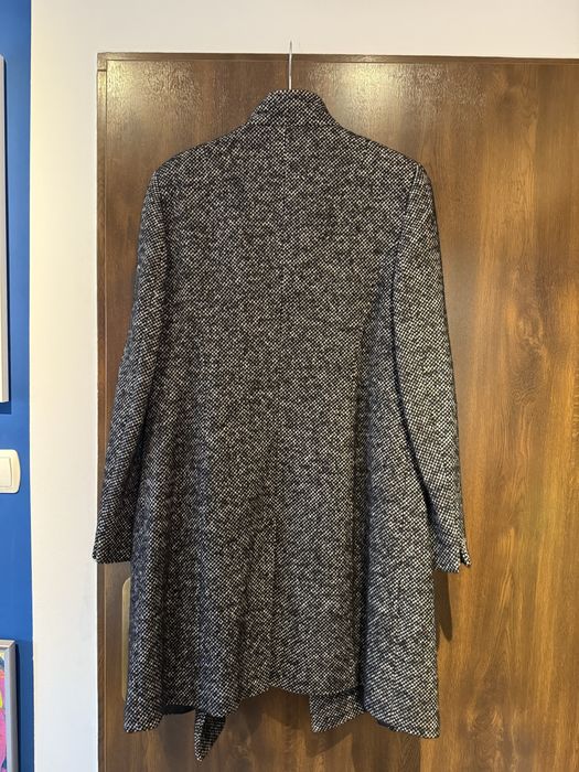 Czarny płaszcz melanż wełniany jak nowy r.L