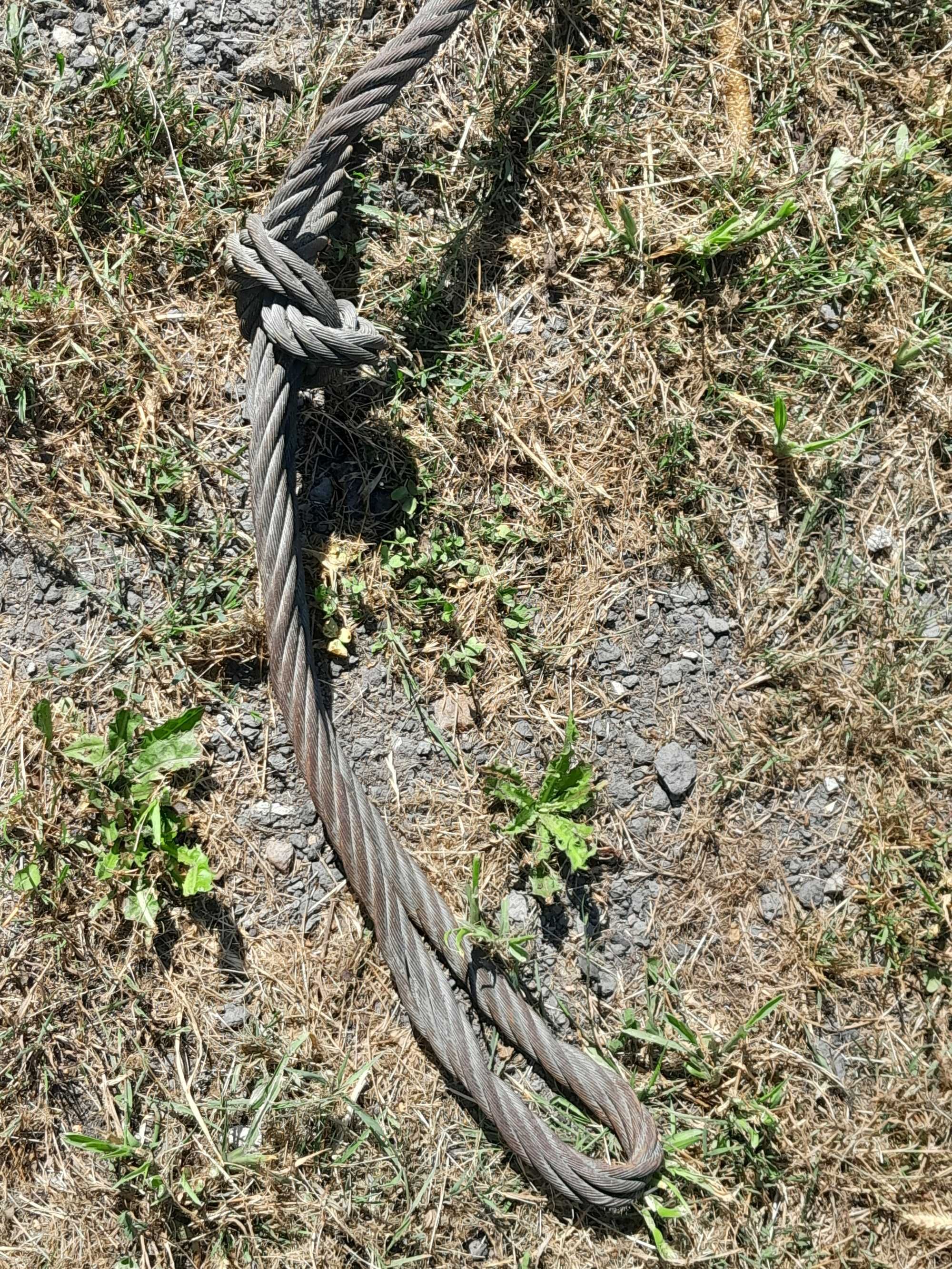 Gruba lina linka stalowa 16 mm x  9,30 m ocynkowana ocynk używana
