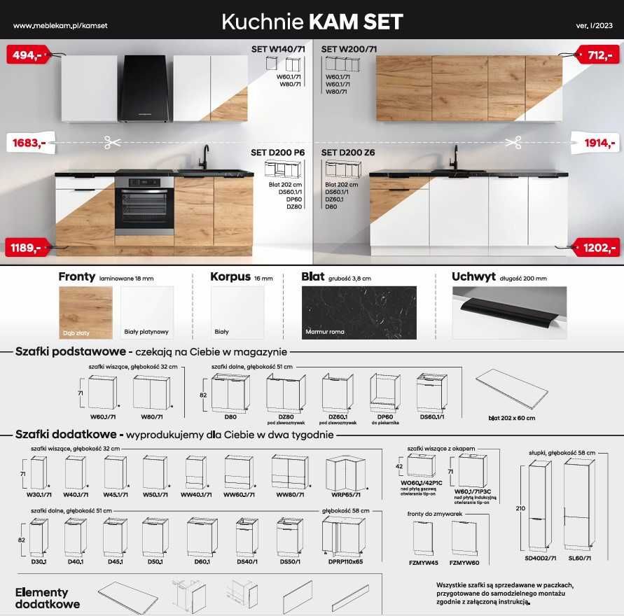 Meble kuchenne KAM SET - Gdynia