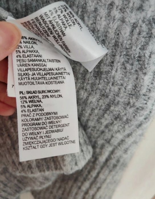 Długi szary sweter kardigan Cubus xS  jesień zima casual wełna alpaka