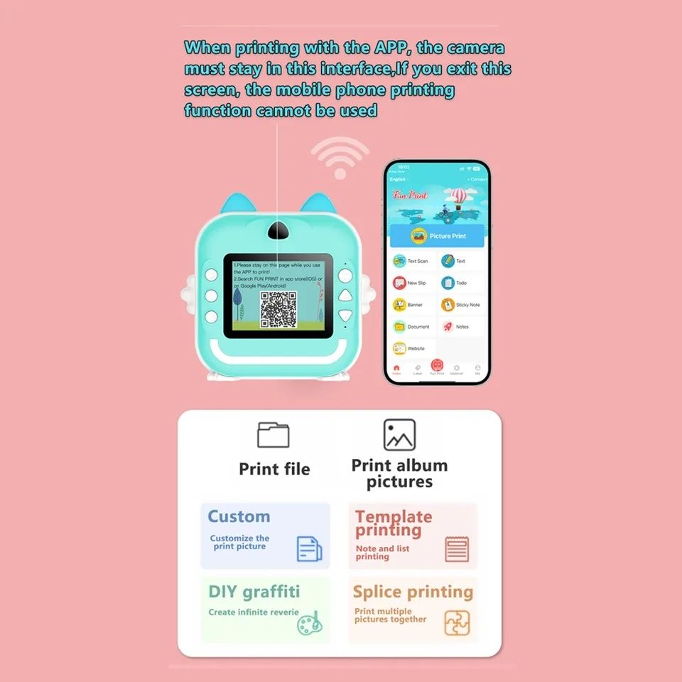 Дитячий фотоапарат принтер термо 2 в 1