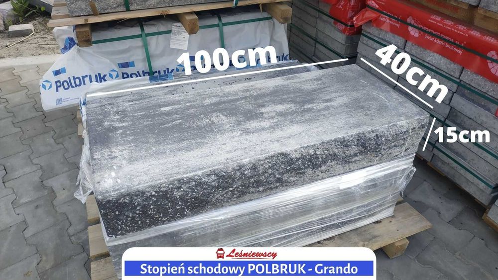 Stopień schodowy blok POLBRUK - Grando łupany łamany Nerino HIT