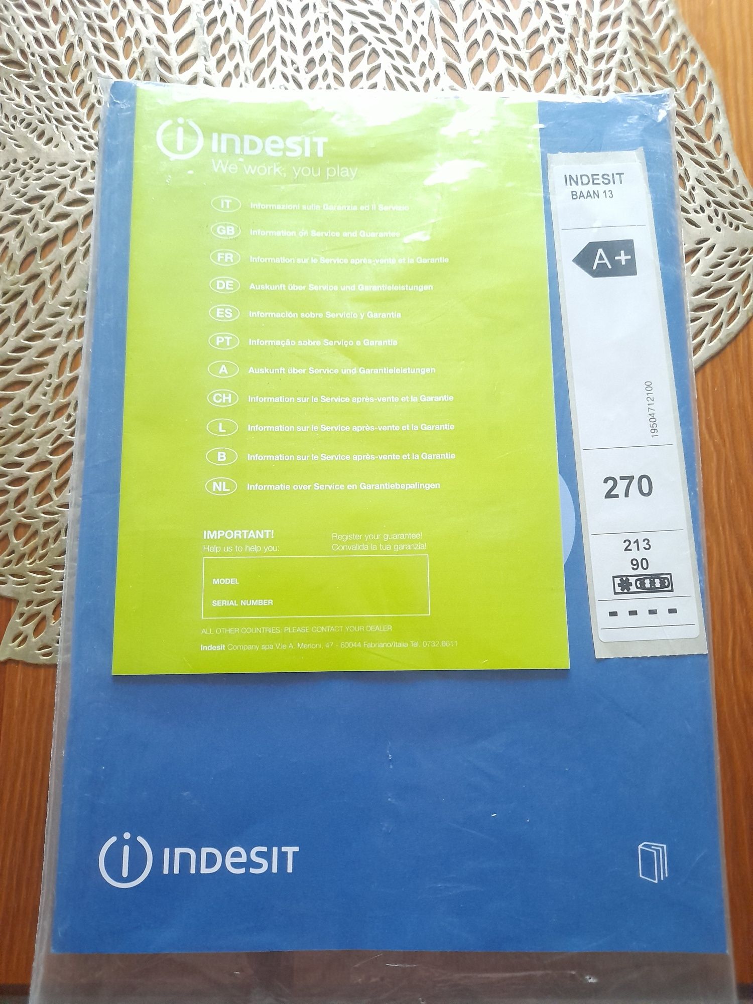 Lodówka INDESIT 188cm.