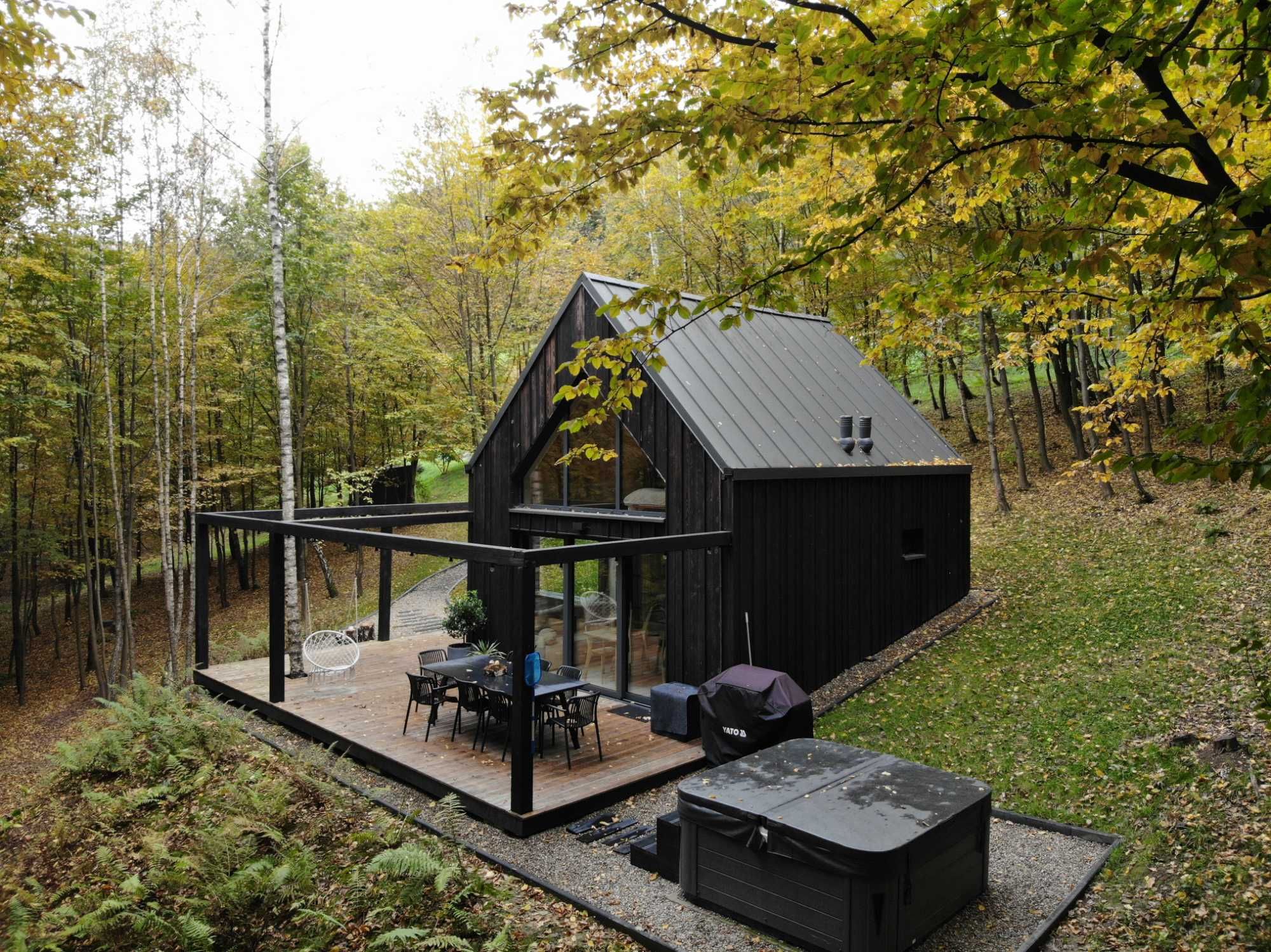 Domek w górach, w lesie z jacuzzi w Beskidzie Wyspowym