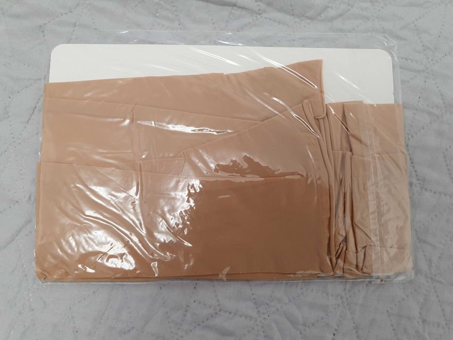 Pończochy do pasa bezowe oleisty połysk