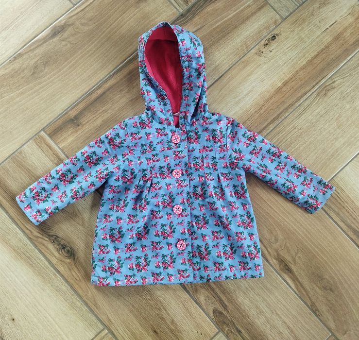 Kurtka przejściowa wiatrówka dla dziewczynki rozmiar 86 kwiaty polar