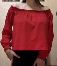 Червона кофтинка / блуза з відкритими плечима