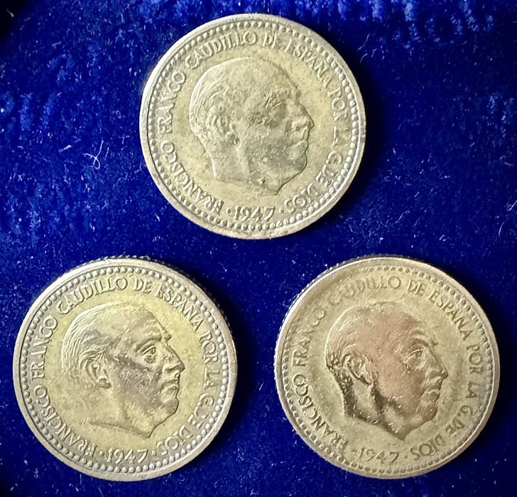 moedas de 1 peseta, Espanha 1947