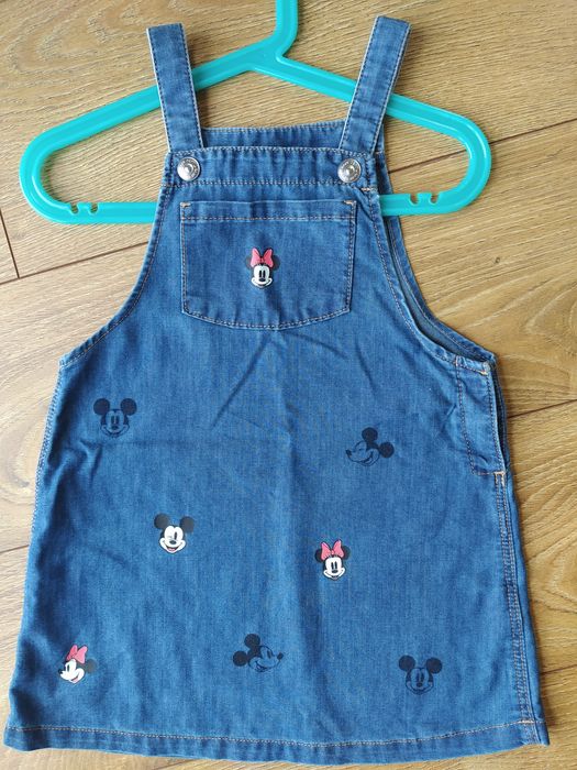 H&M jeansowa dżinsowa sukienka na szelkach myszka miki minnie r. 104