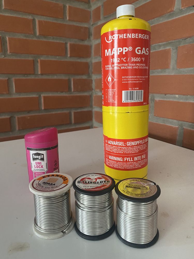 Припой для пайки міддю,флюс,газові балони MAPP