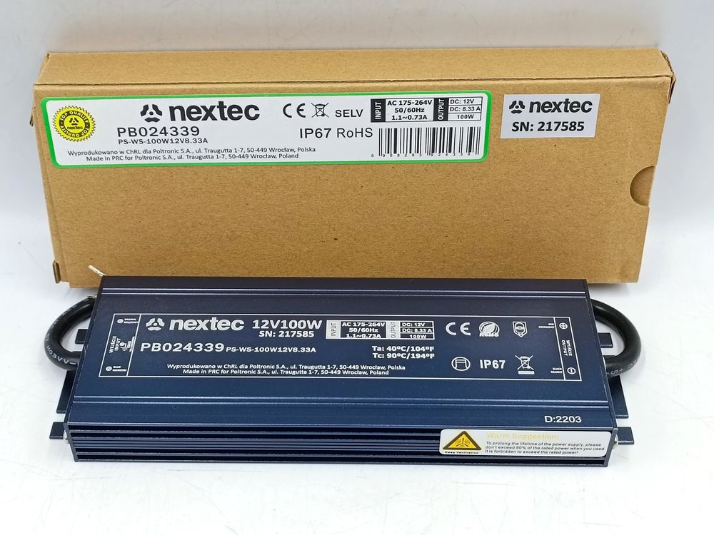 Nextec PB024339 slim zasilacz LED 12v/8.3A 100W