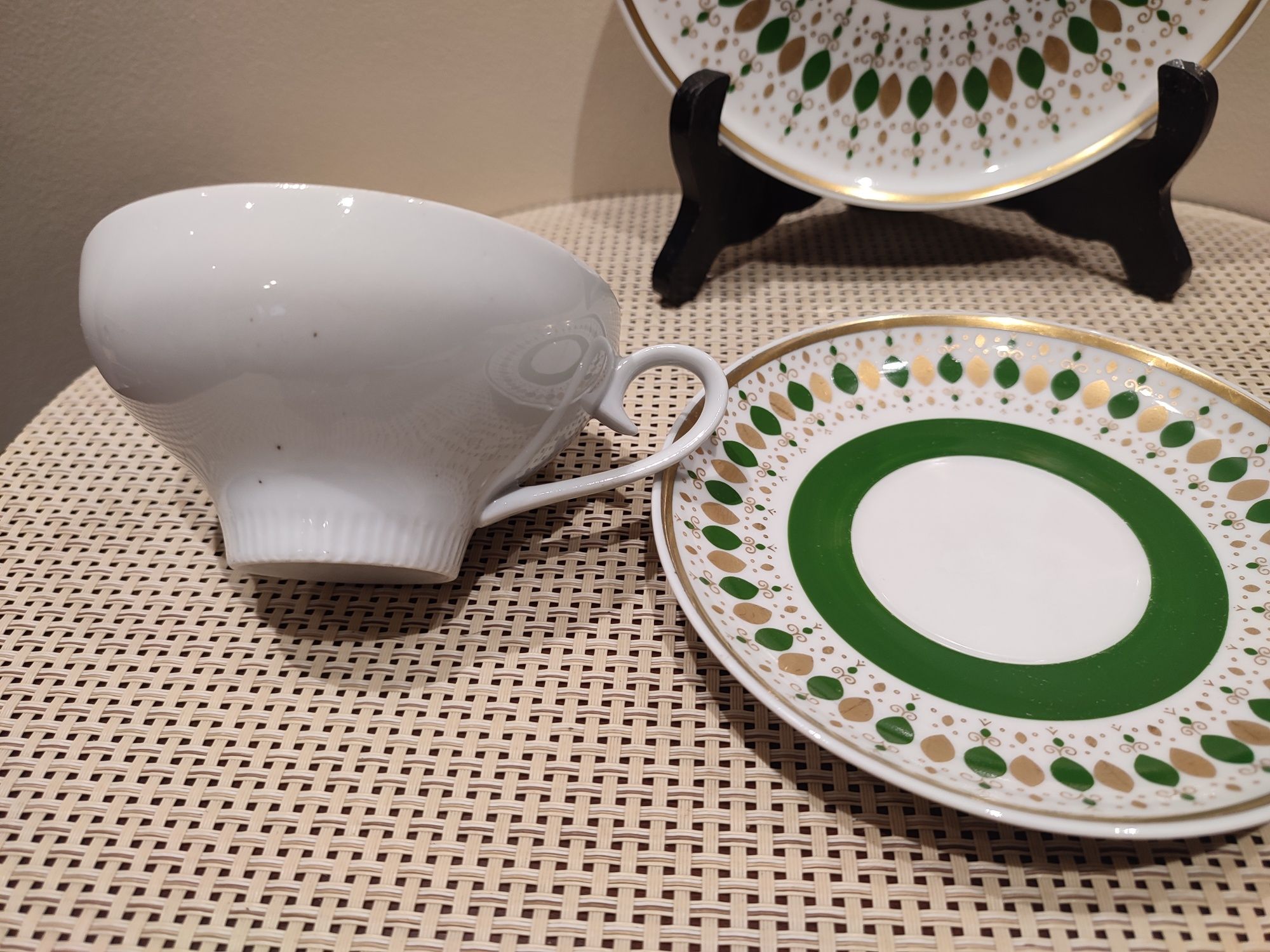 Śliczne stare trio porcelana Weisswasser