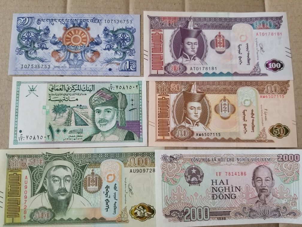 Банкноты, боны, банкноти, бони разных стран для коллекции UNC