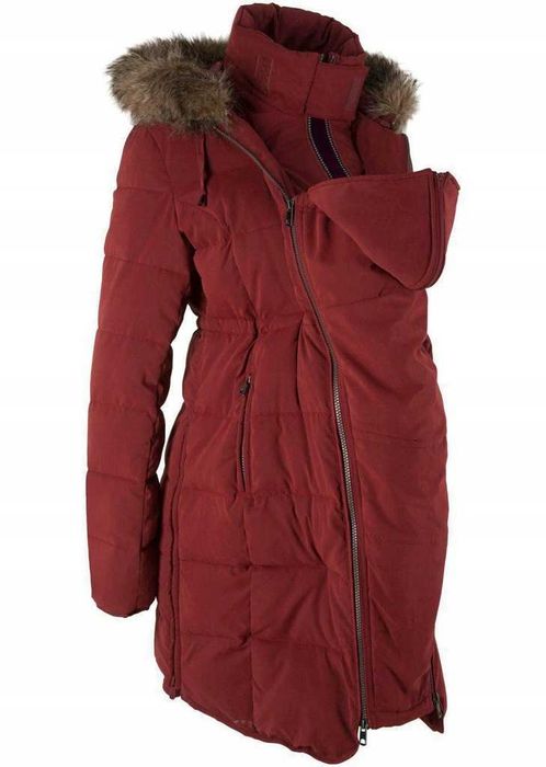 Zimowa kurtka ciążowa z wstawką dla dzidziusia -z kapturem