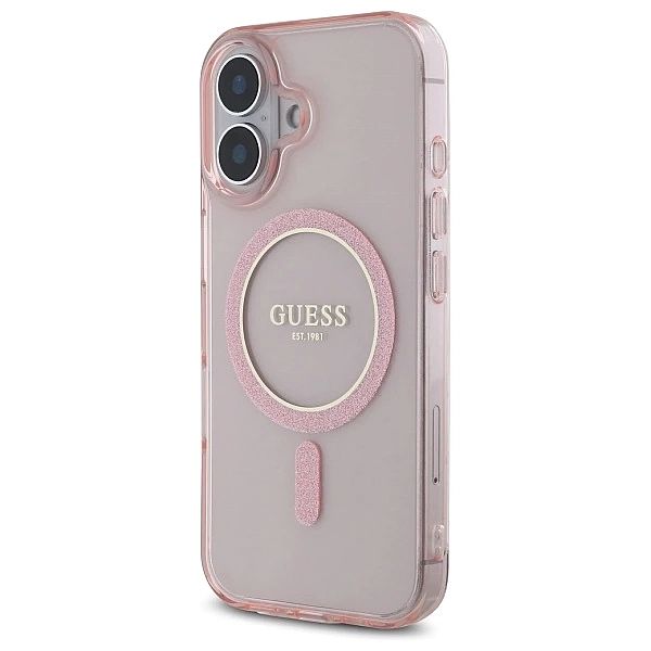 Guess GUHMP16SHFGEREP iPhone 16/6.1" różowy/pink hardcase IML Glitter