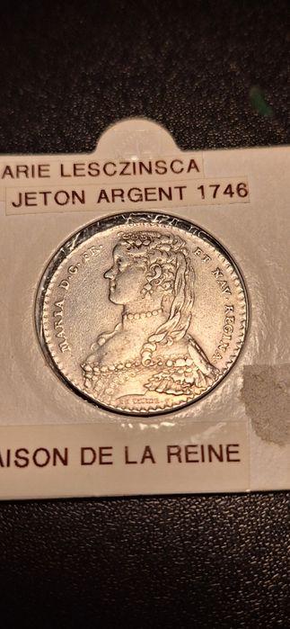 Srebrny żeton z wizerunkiem Marii Leszczyńskiej