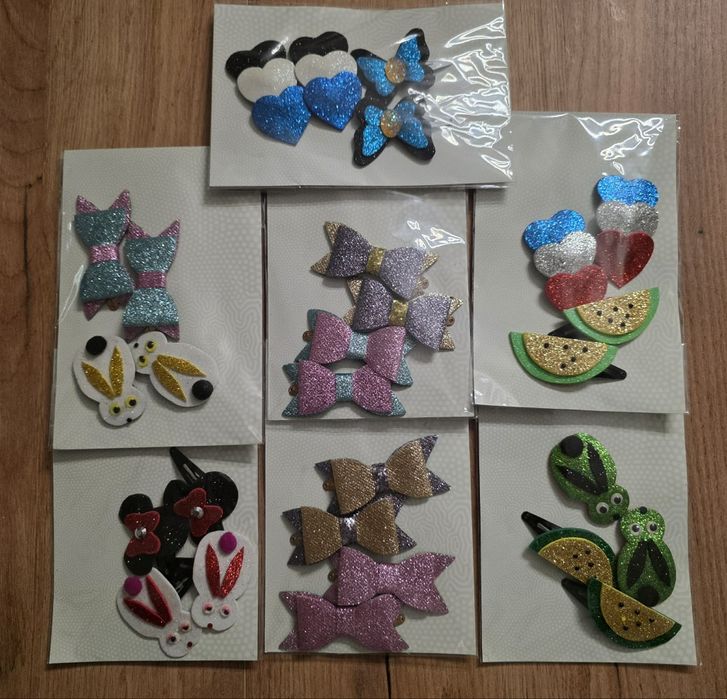 Spinki do włosów ręcznie robione zestaw 7 paczek