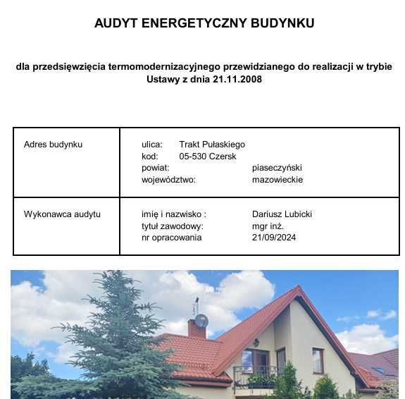 Świadectwa Charakterystyki Energetycznej Budynków, Audyty Energetyczne