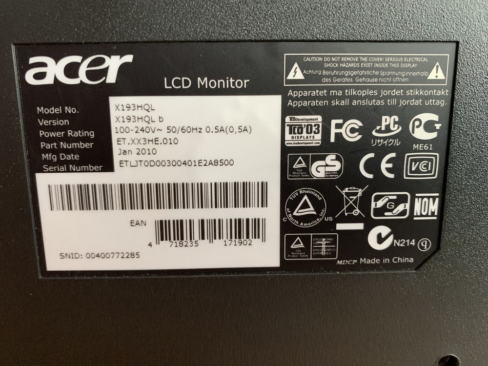 Monitor Acer H193HQL