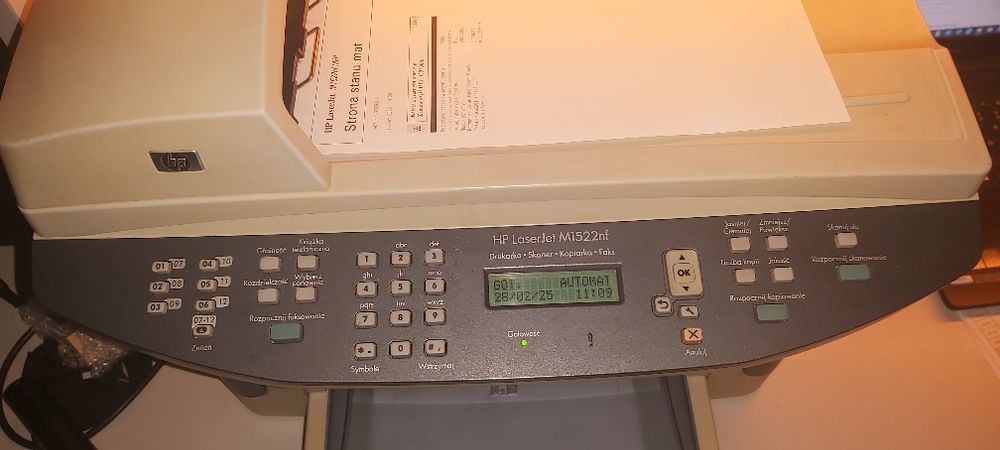 Drukarka HP laserowa multifunkcyjna. HP LaserJet M1522nf. Sieciowa.
