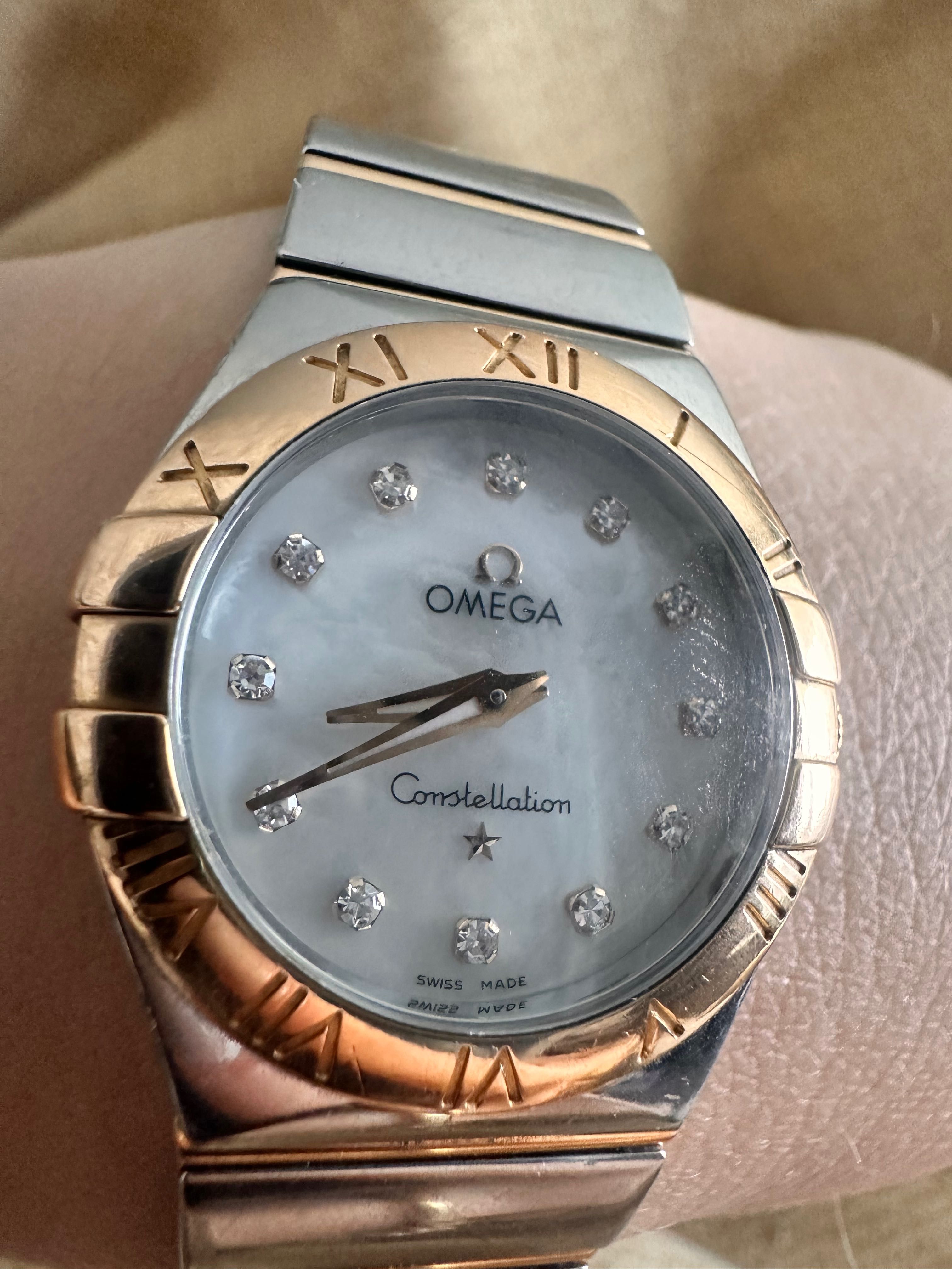 Жіночий годинник Omega Constellation сталь+золото750,діаманти,оригінал