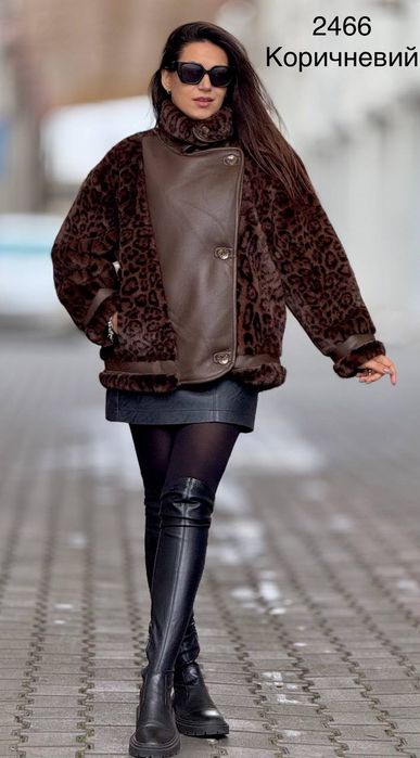 Комбінована жіноча шуба / дублянка