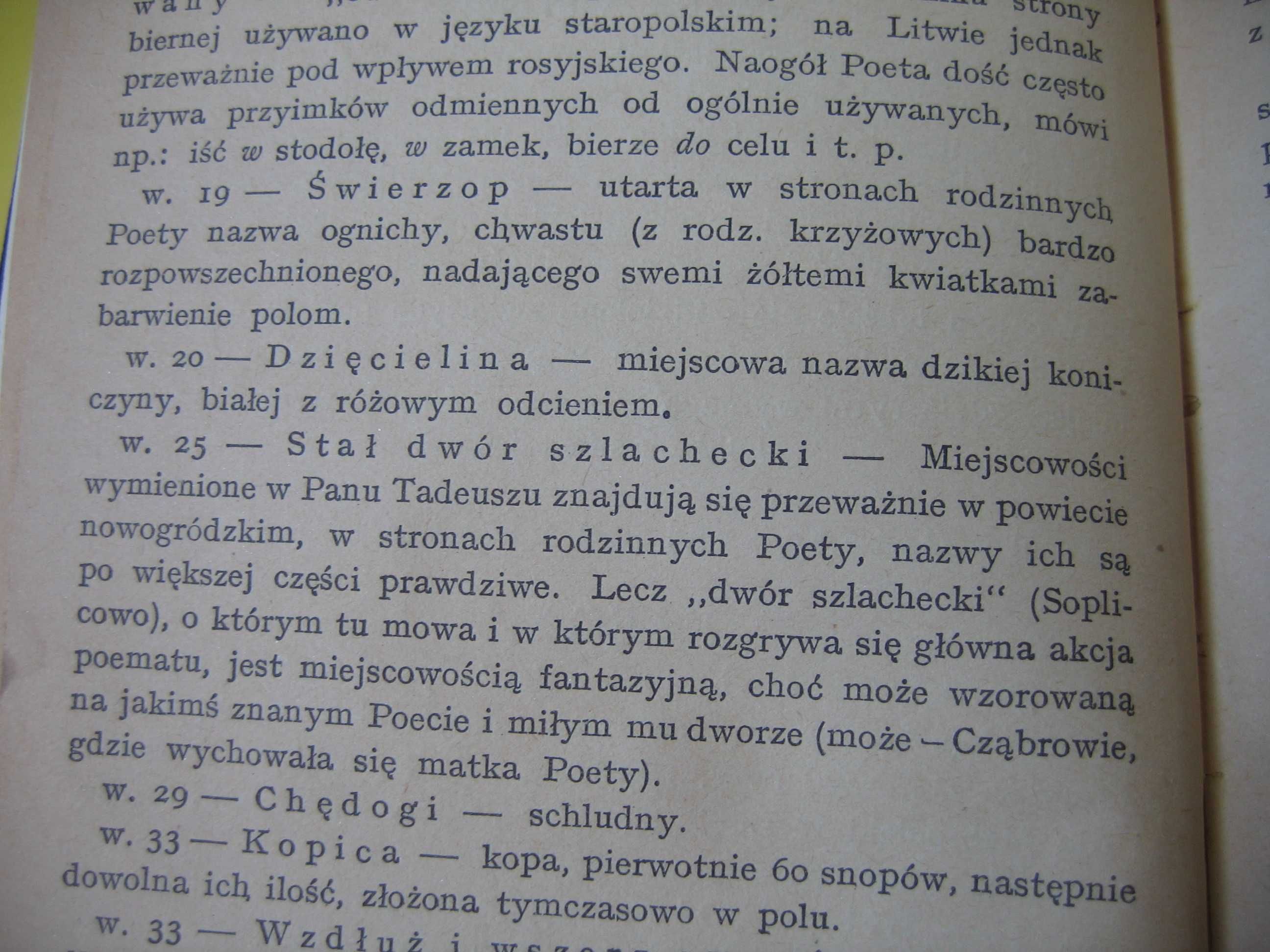 2szt Pan Tadeusz + Pan Tadeusz Objaśnienia i przypisy - 1968 rok
