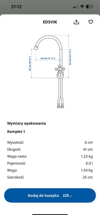Bateria ikea EDSVIK chrom
